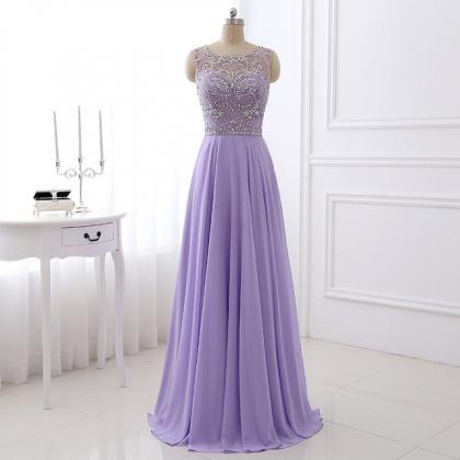 Lavender Prom Dresses,Beaded Prom Dresses,Sheer Prom Dresses,Evening ...