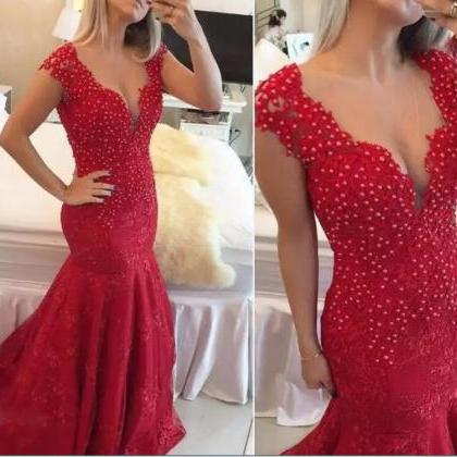 red mermaid prom dresses 2019