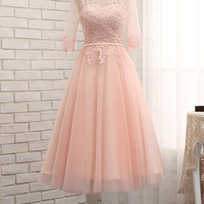 Blush Pink Long Sleeve Sheer Prom Dresses 2017 Imported Party Dress A ...