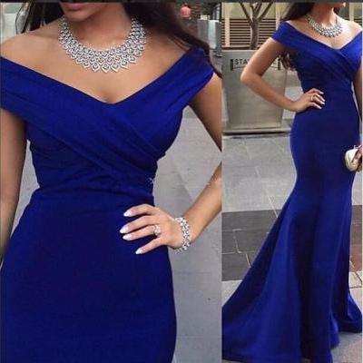 Mermaid Royal Blue Long Evening Dress 2016 ,Sexy Long Prom Dress,Handmade Satin Evening Dress,Formal Women Dress
