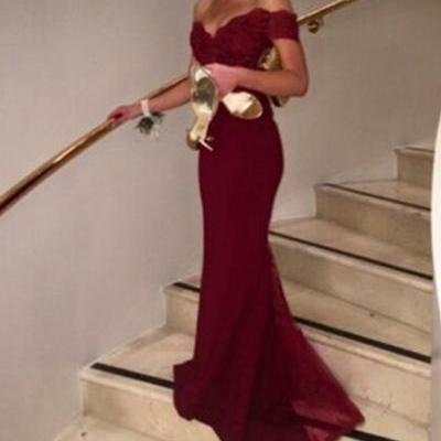 Burgundy Prom Dresses With Lace, Evening Gowns, Formal Dresses, Burgundy Prom Dresses 2016