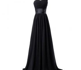 Pretty A Line One Shoulder Tiered Ruffle Chiffon Long Prom Dress, Evening Dress main image 1