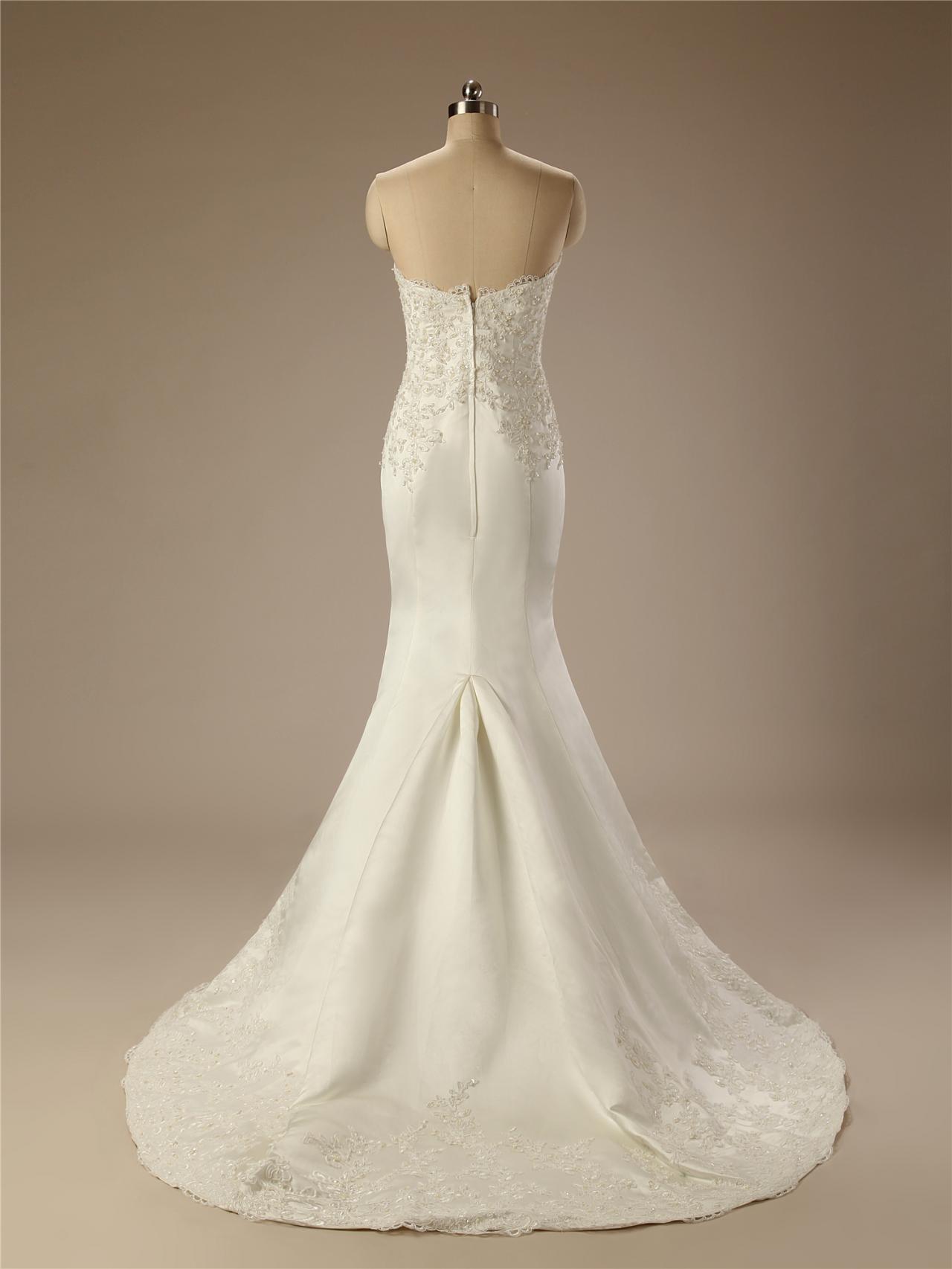 Ivory Strapless Mermaid Wedding Dresses Elegant Bridal Gowns Custom ...