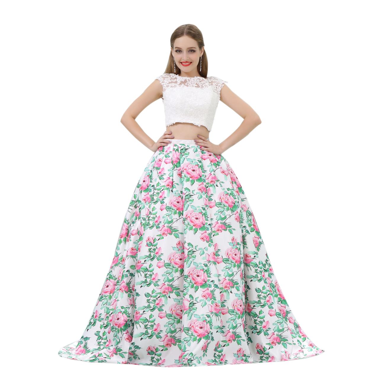 Prom Dress 2 Piece Floral Ficts