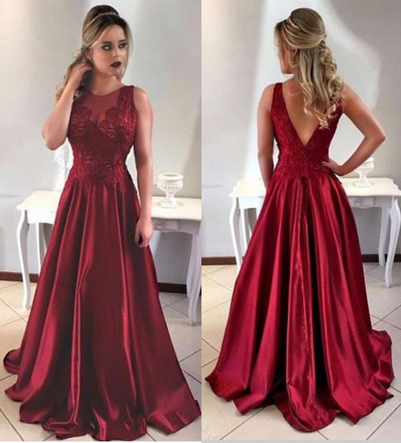Dark Red Prom Dresses,prom Dress 2018,evening Gowns,formal Dress,sheer  Party Dress,vestido De Festa on Luulla