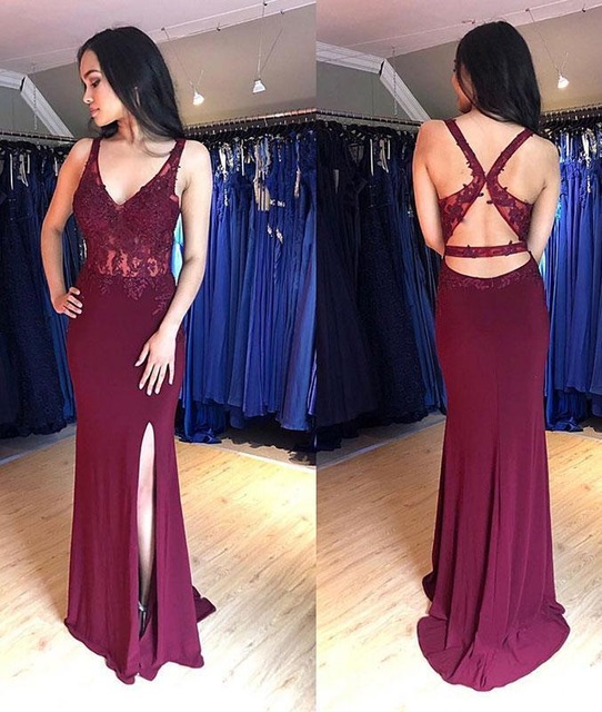 burgundy prom dress 2019