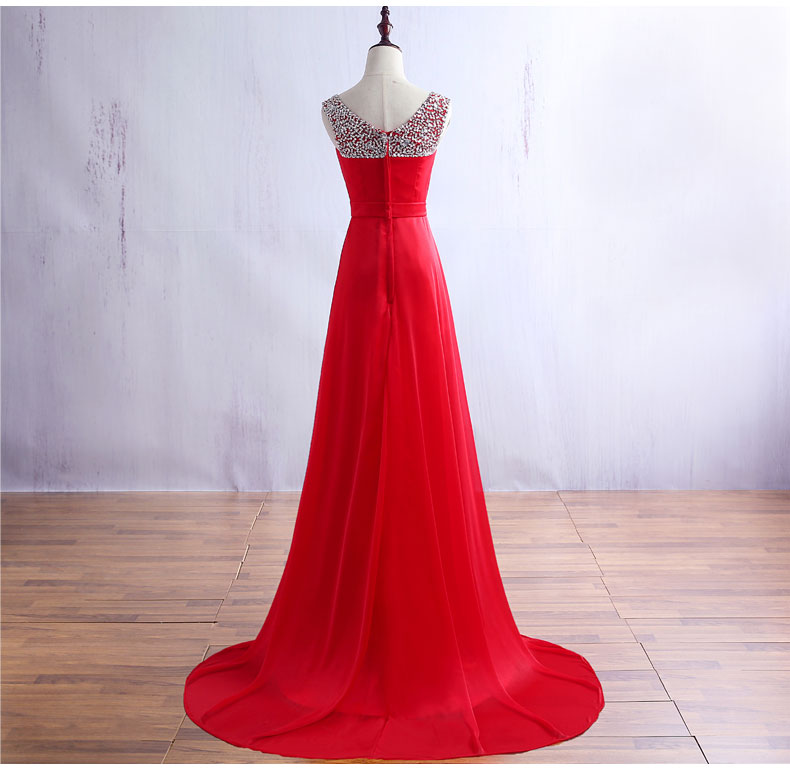 Real Photos Red Prom Dresses Long 2017 A-line Imported Party Dress