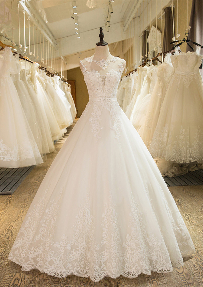 Modest Sheer Lace A Line Wedding Dresses 2017 Buy Direct China