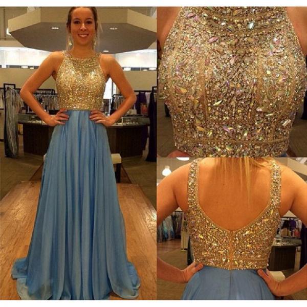 Sexy Backless Important Party Dresses 2017,beading Prom Dresses,a-line ...