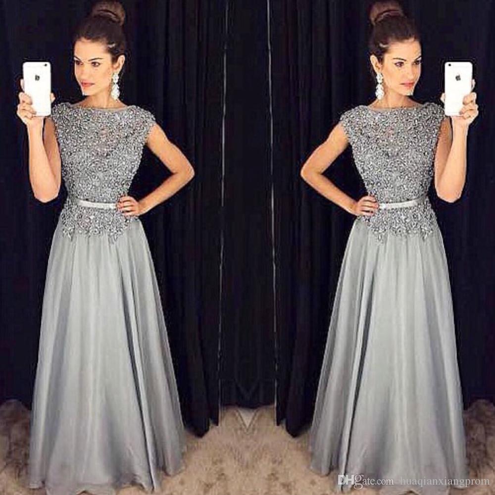 metallic grey gown